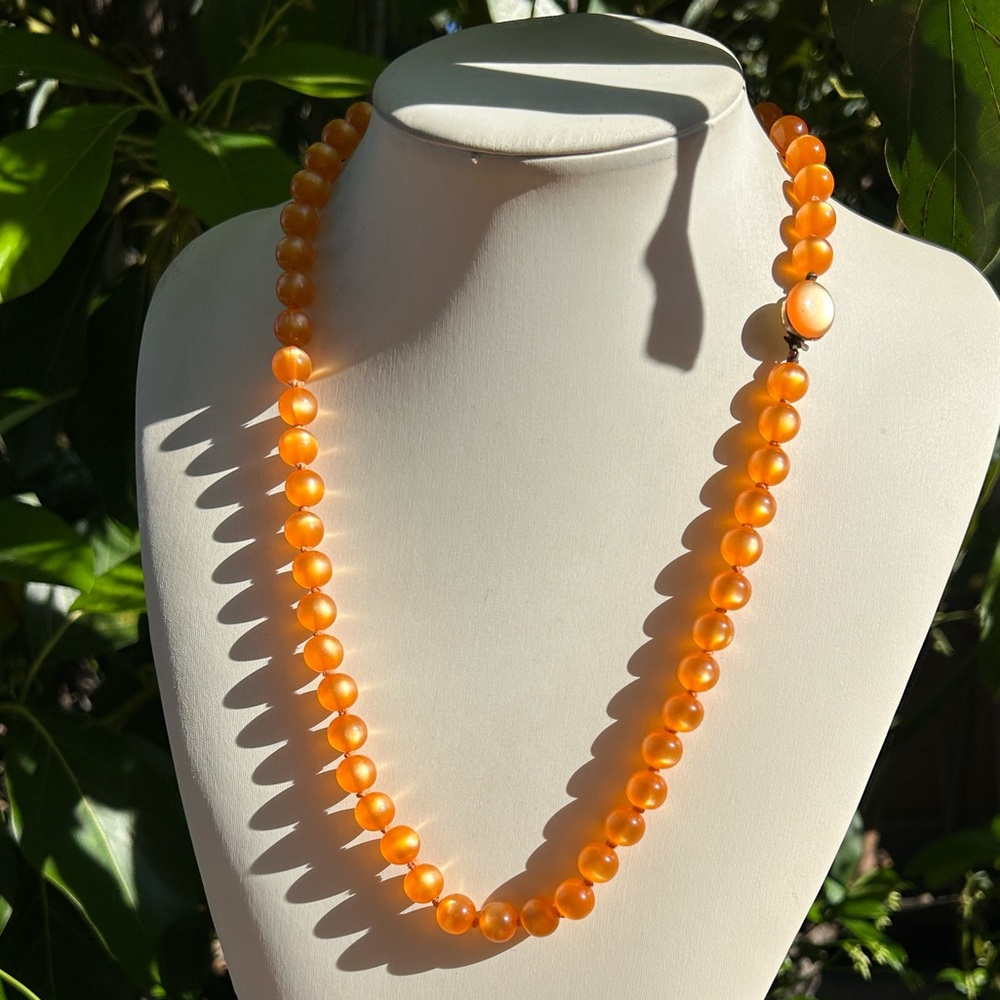 1950s Orange Moonglow Beadesde Necklace - Women Jewelry